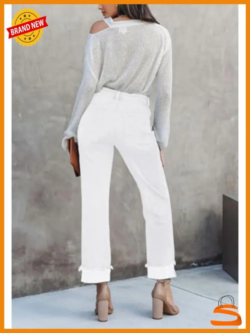 High Waisted Stretchy Straight Wide Leg Denim Cargo Pants